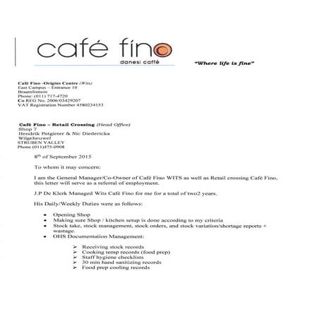 Cafe Fino Referal