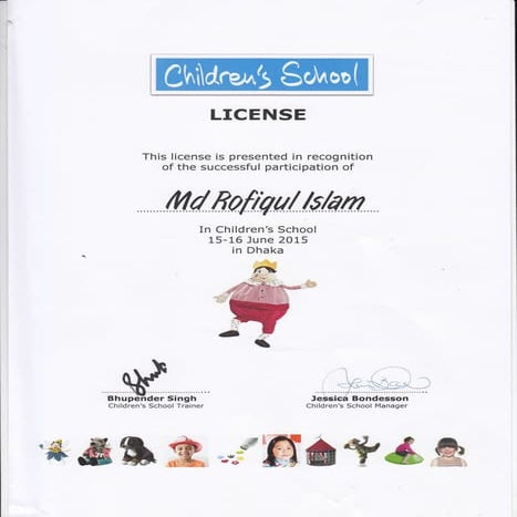 Children school certificate