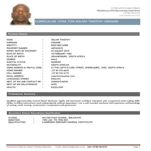 XOLANI C.V WORD FORMAT