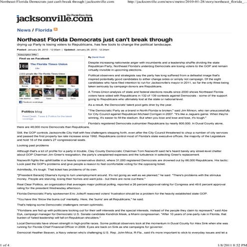 Northeast Florida Democrats just can't break through _ jacksonville
