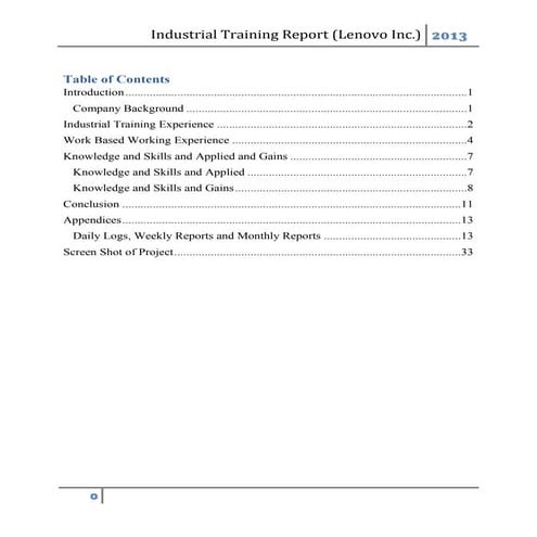Industrial Training Report (Lenovo)