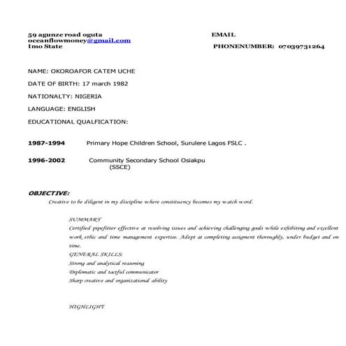 okoroafor catem fidelis cv5