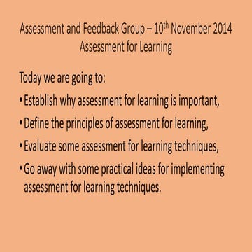 Assessment for Learning Quick Wins