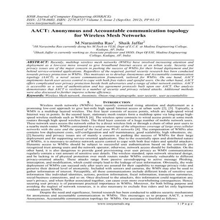 AACT: Anonymous and Accountable communication topology  for Wireless Mesh Net...