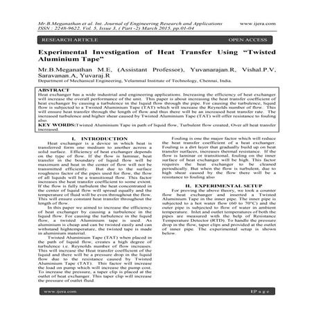 Experimental Investigation of Heat Transfer Using “Twisted Aluminium Tape”