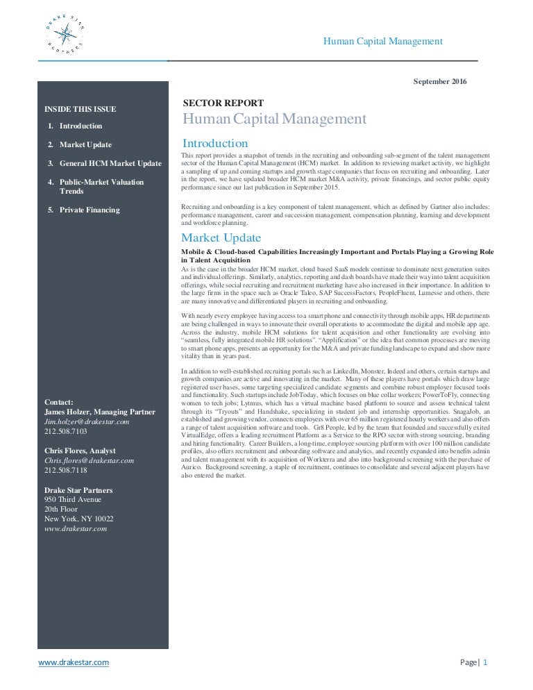 2016 hcm market update drake star partners