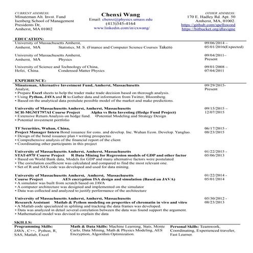 ChenxiWangRsume
