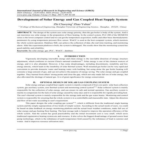 Development of Solar Energy and Gas Coupled Heat Supply System