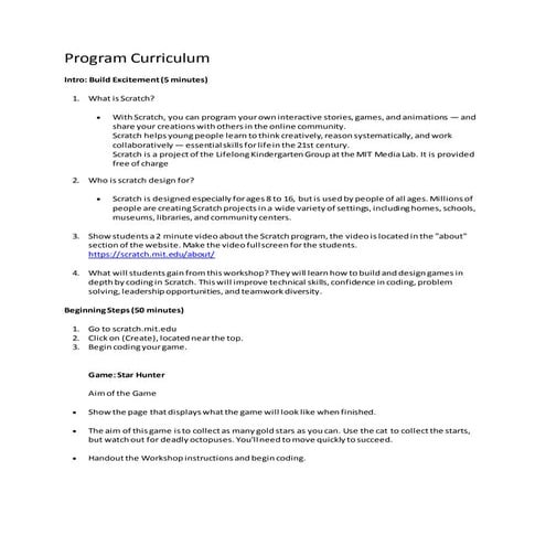 Program Curriculum Code game in Scratch Star Hunter