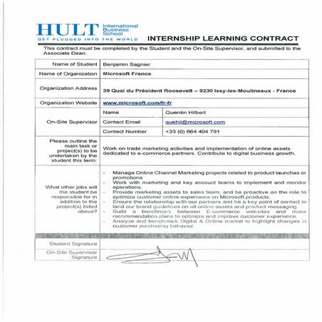 Microsoft Internship Contract | PDF