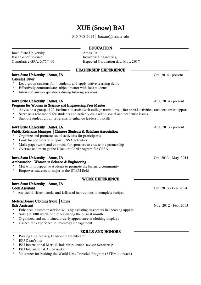 Xue Bai S Resume Revised