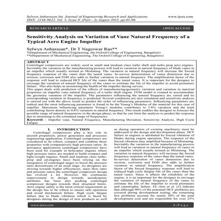 Sensitivity Analysis on Variation of Vane Natural Frequency of a Typical Aero...