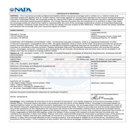 E & O Certificate 2012 | PDF