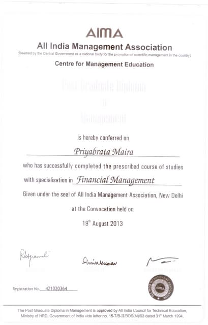 PGDM Final Mark Sheet | PDF