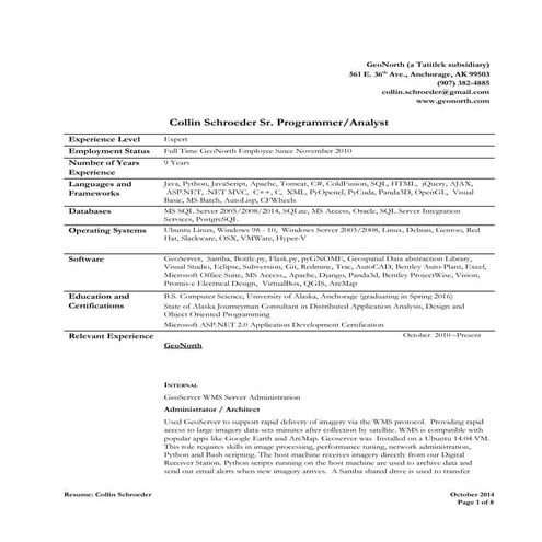 Resume Collin Schroeder Sr.