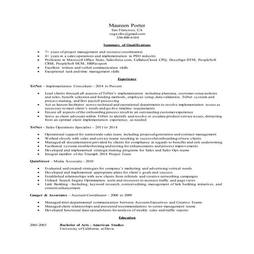 Maureen Porter Resume