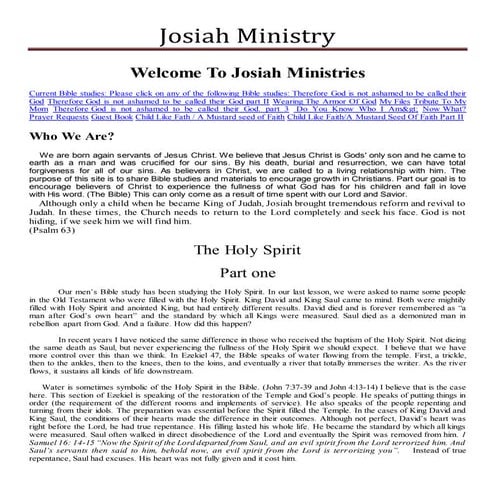 Welcome To Josiah Ministries