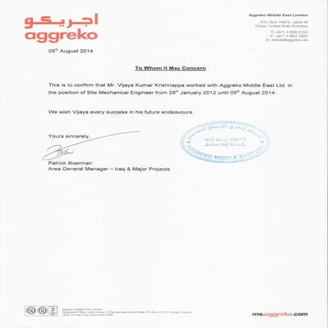 Experience certificate