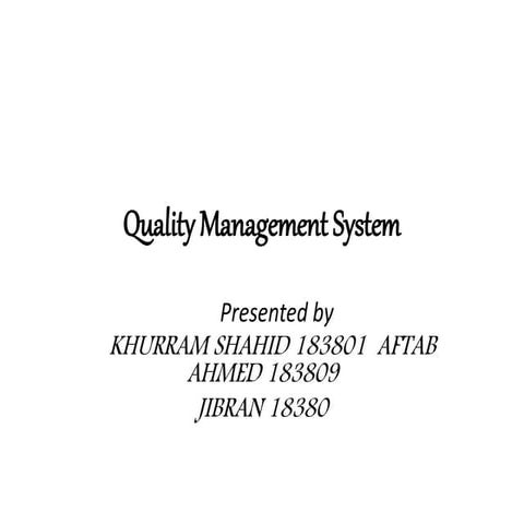 Quality Management System