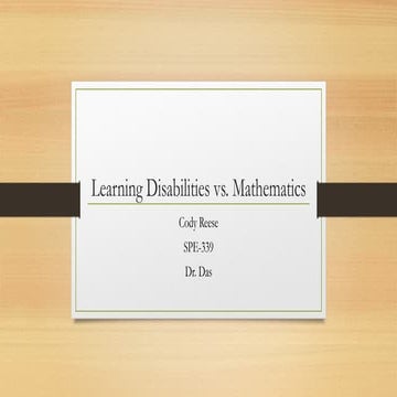 Learning Disabilities vs. Math, special education