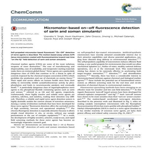 Micromotor-based on–off fluorescence detection of sarin and soman simulants