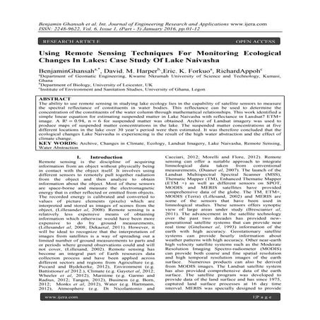 Using Remote Sensing Techniques For Monitoring Ecological Changes In Lakes: C...