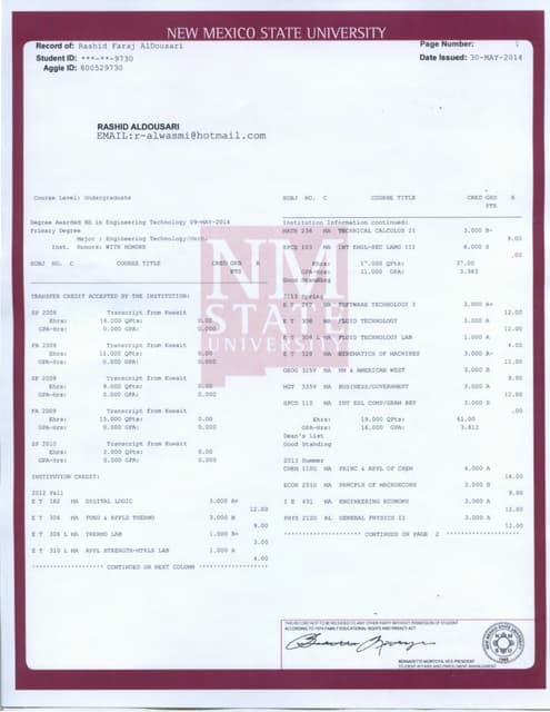 UBC_Transcript | PDF