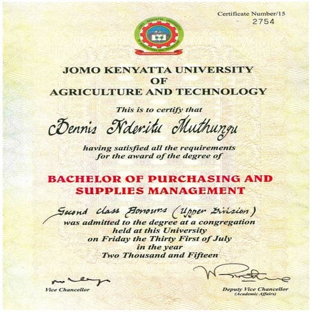JKUAT Degree Cert