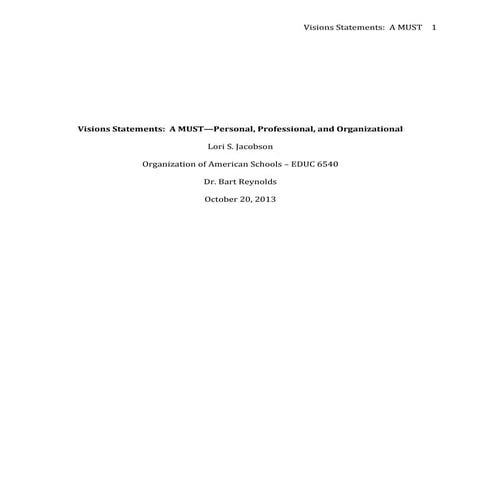 Vision--A MUST - Final Paper