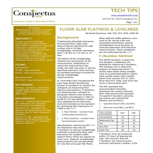 TECH TIPS: Floor Slab Flatness & Levelness | PDF