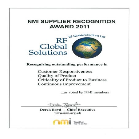 NMI 2011 Award certificate | PDF