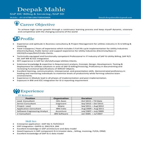 Deepak Mahle -SAP IS U Billing & Invoicing