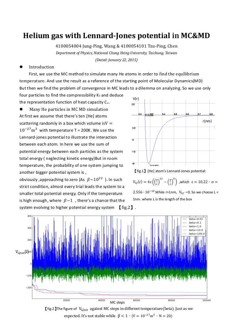 Helium Gas With Lennard Jones Potential In Mc Md