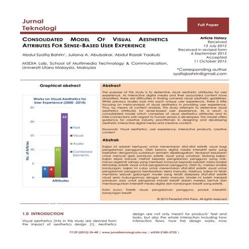 Consolidated Model of Visual Aesthetics Attributes for Sense-Based User Exper...