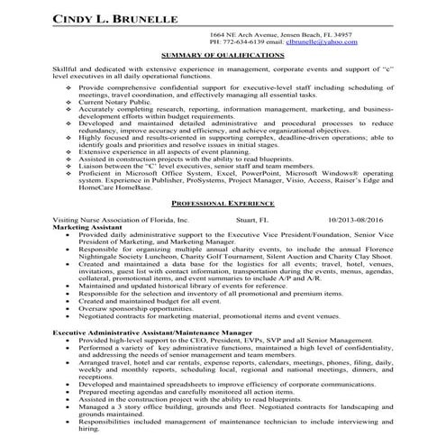 Cindy Brunelle Resume 9-7-2016