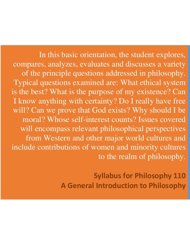 Intro To Philosophy Syllabus