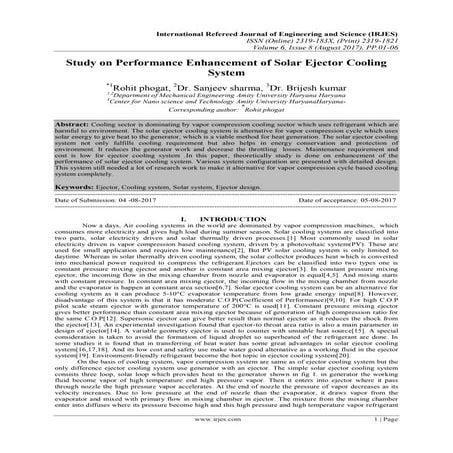 Study on Performance Enhancement of Solar Ejector Cooling System