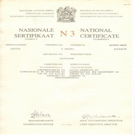 National N3 Certificate Commerce 1988
