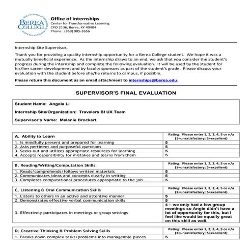 2015 Supervisor's Final Evaluation