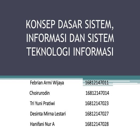 [PPT] BAB 2 KONSEP DASAR SISTEM, INFORMASI DAN SISTEM TEKNOLOGI ...