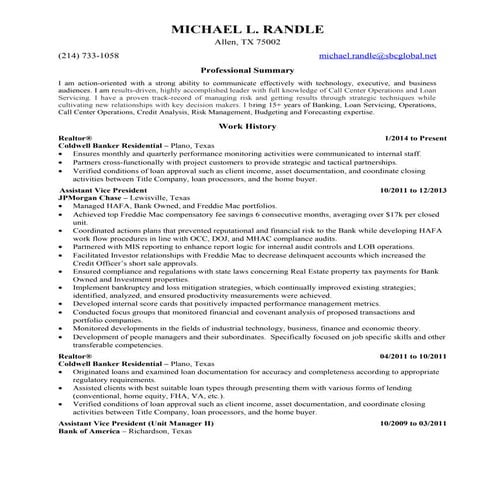 MICHAEL RANDLE RESUME