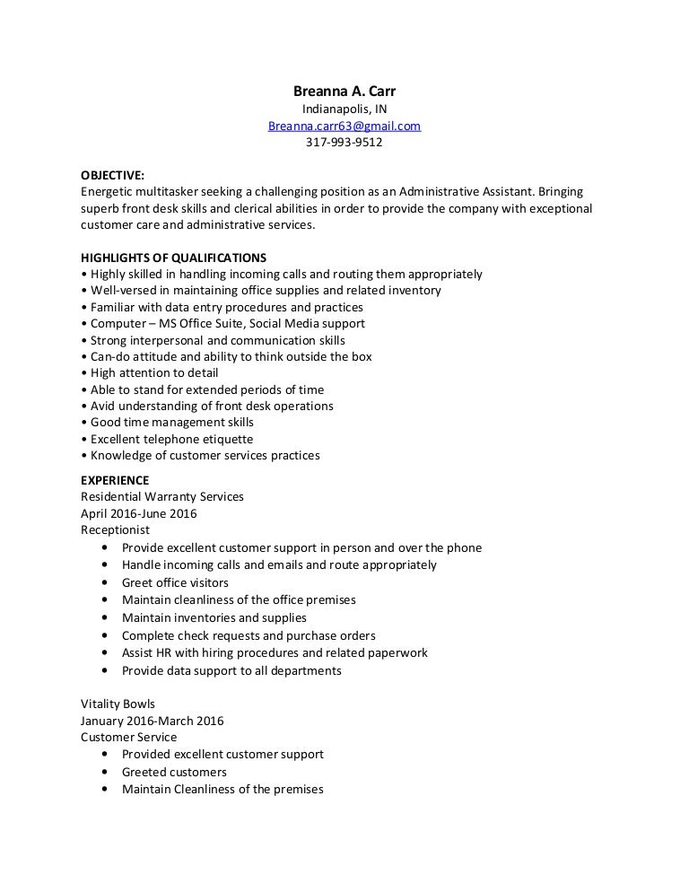 Breanna Carr Resume