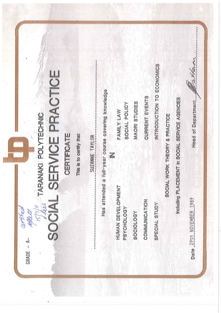 Certificate In Social Service Practice Parchment Certificate In Social Service Practice Parchment