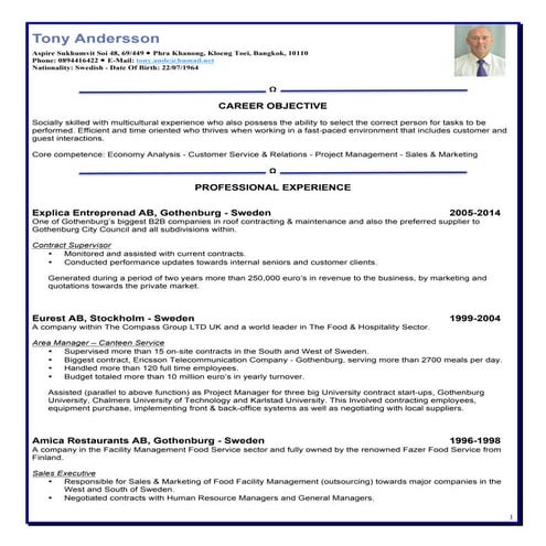 Resume 1 Tony Andersson