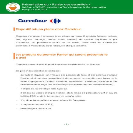 Le panier des essentiels