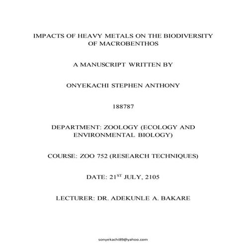 Pollution assessment of ilokun in-used dumpsite, Ado Ekiti, Nigeria