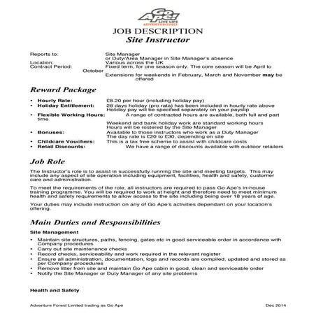Go Ape Application 2014 | DOCX