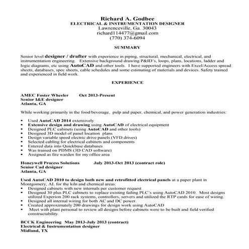 Cad designer resume | DOCX
