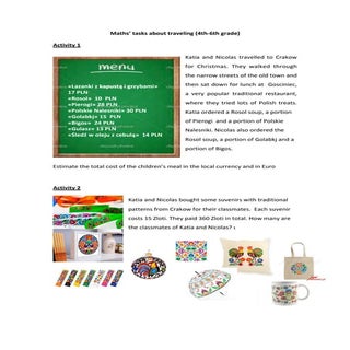 A6 maths' tasks about travelling - ...