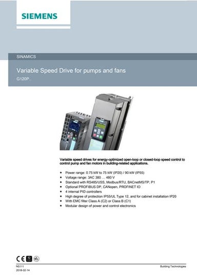 A6 v10370250 variable speed drive for pumps and fans sinamics g_en